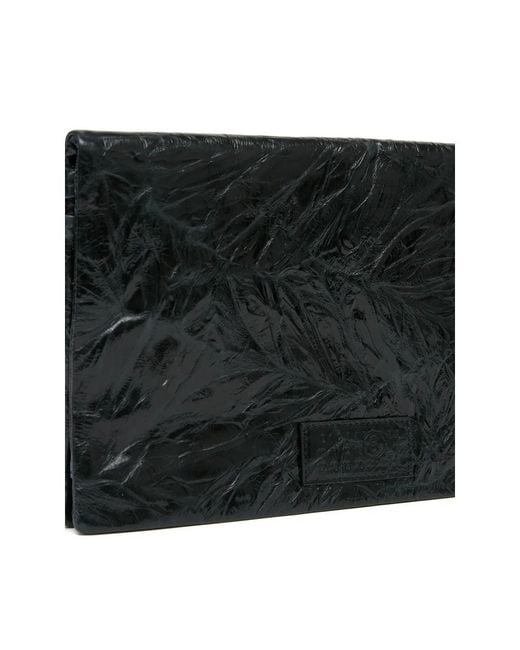 MM6 by Maison Margiela Black Logo-Patch Clutch Bag