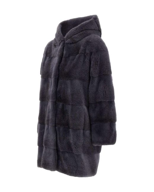 FRAME Blue Fur Coat