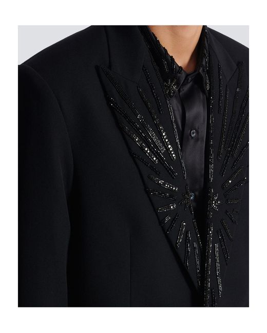 Balmain Black Crystal-Embellished Single-Breasted Blazer for men