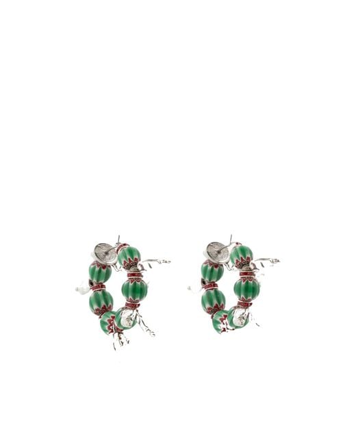 Dries Van Noten White Beaded Earrings