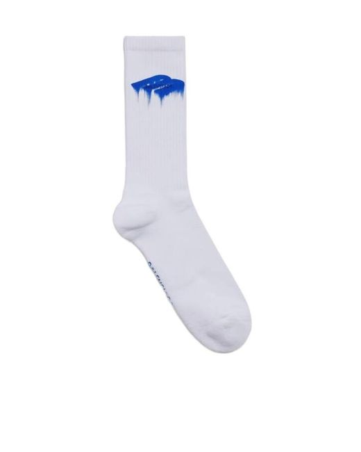 Balenciaga Blue Logo Detailed Ribbed Socks for men