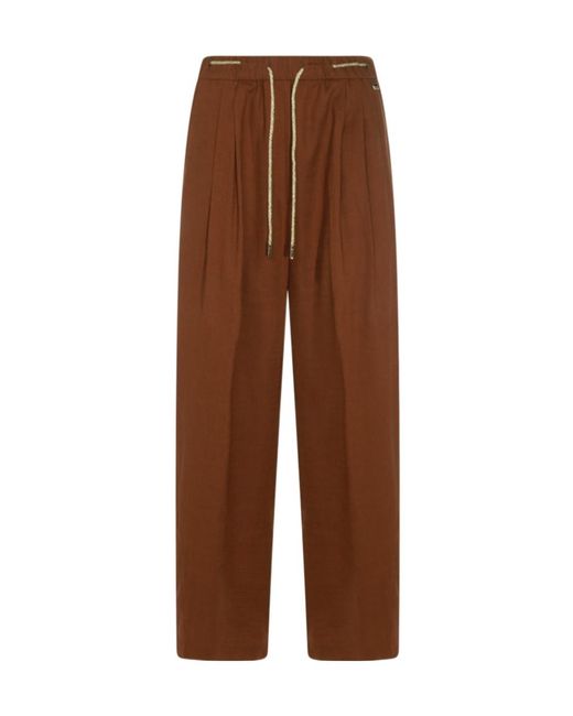 Herno Brown Drawstring Pleated Pants