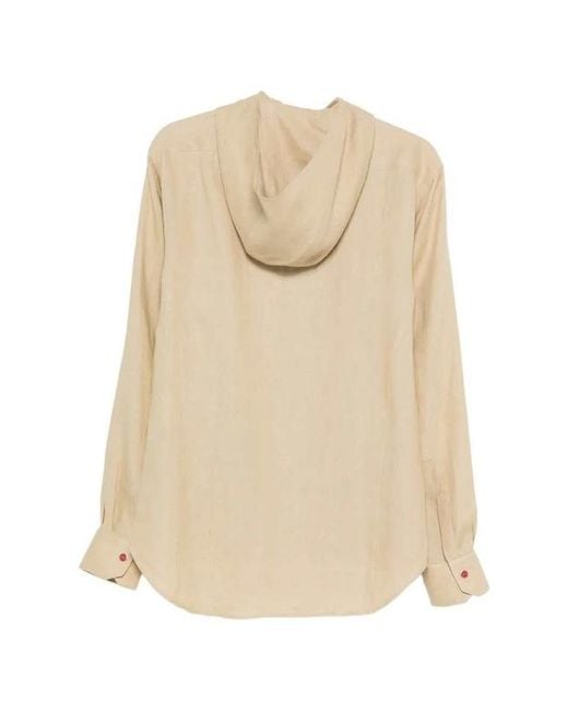 Kiton Natural Hooded Button Shirt for men