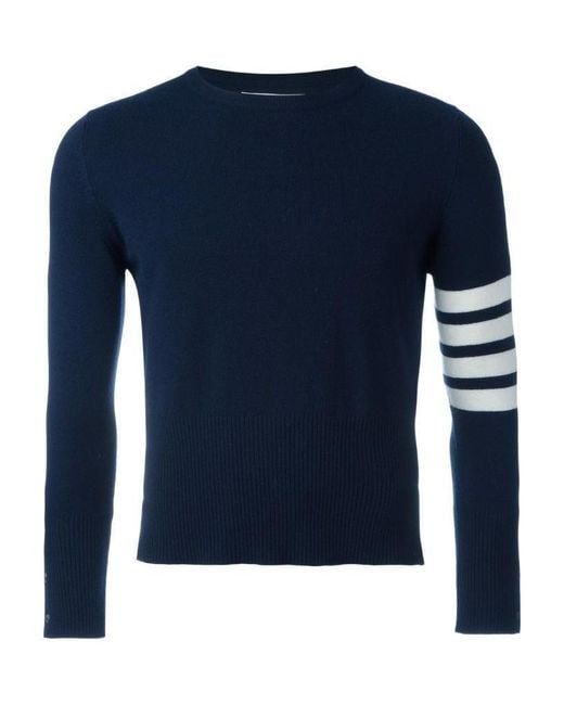 Thom Browne Blue Bar Knitted Jumper for men