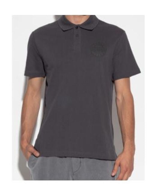 Versace Jeans Gray Couture Logo Print Short-Sleeved Polo Shirt for men