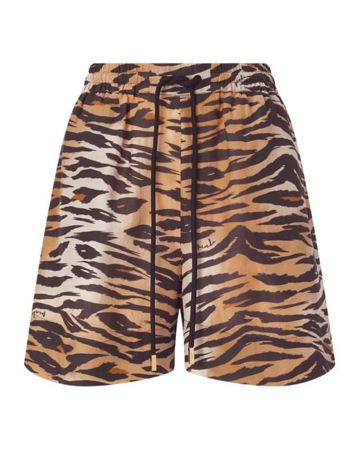 Pinko Multicolor Drawstring Print Shorts