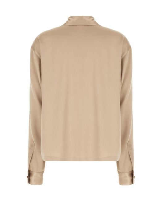 Tom Ford Natural Long Sleeve Deep V-Neck Top