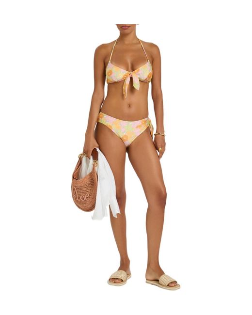 Chloé Metallic Floral Printed Bikini Top