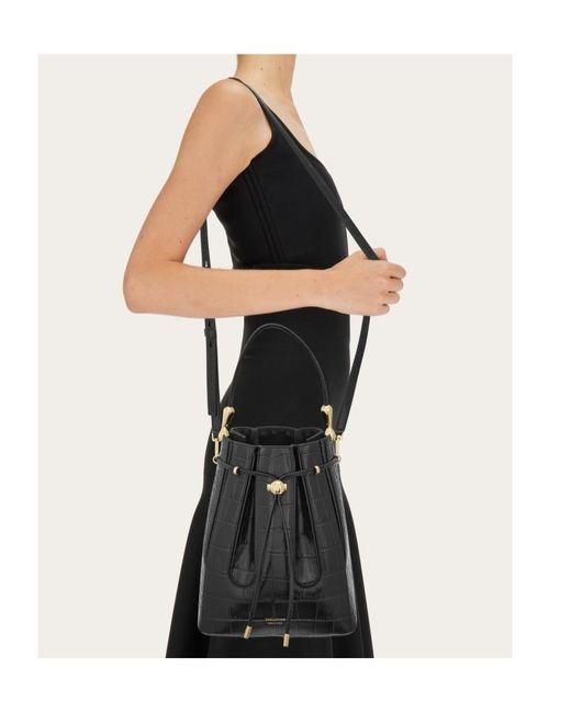 Ferragamo Black Drawstring Shoulder Bag