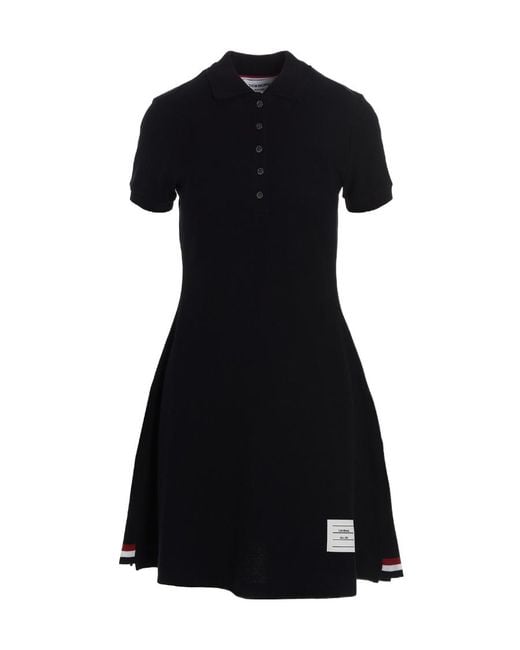 Thom Browne Black Pique Short-Sleeve Tennis Dress