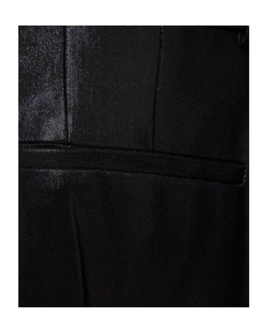 Mugler Black Shiny Wool Slouch Pants