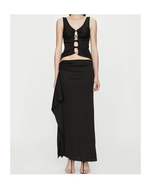Christopher Esber Black Embellished Pendant Open Twist Tank Top