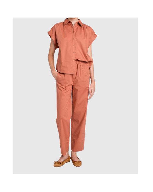 Twinset Orange Short-Sleeve Poplin Shirt