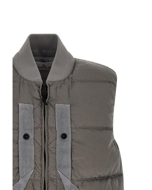 Stone Island Gray Zipped Quilted Vest for men