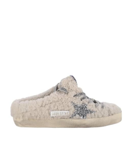 Golden Goose Deluxe Brand White Sheep Fur Decorated Slippers