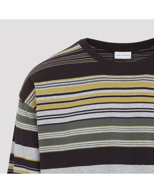 Dries Van Noten Black Crew Neck Long-Sleeved T-Shirt for men
