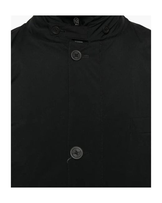 Herno Black Button-Fastening Stand-Collar Jacket for men