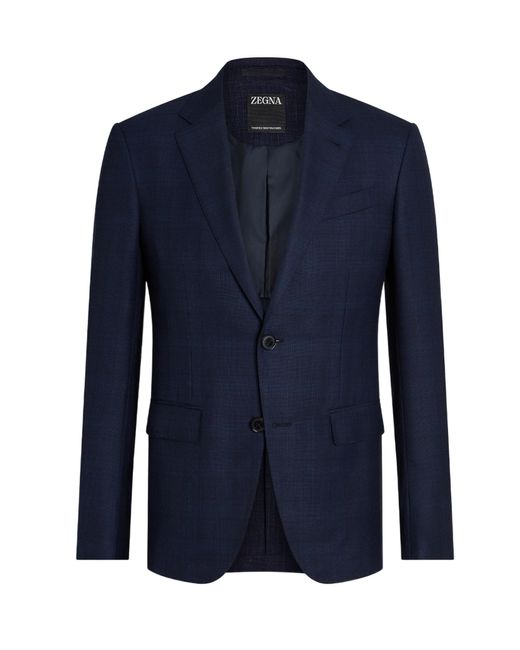 Zegna Blue Long-Sleeved Suit Jacket for men