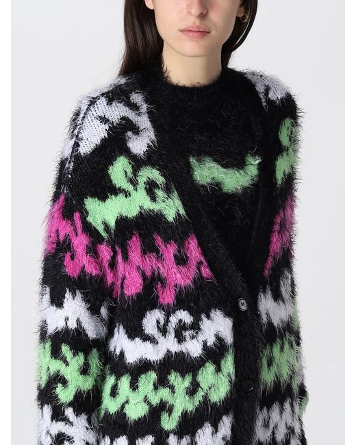 MSGM White All-Over Logo Cardigan