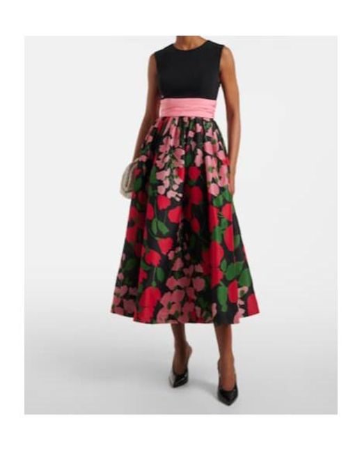 Carolina Herrera Red Silk Midi Dress