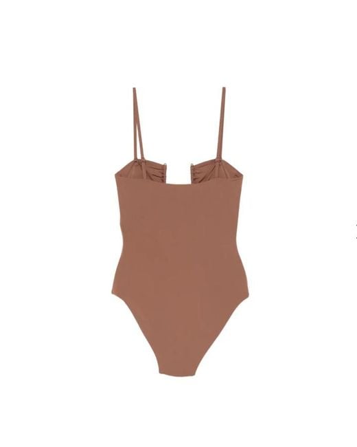 Christopher Esber Brown Arced Ruched Swimsuit