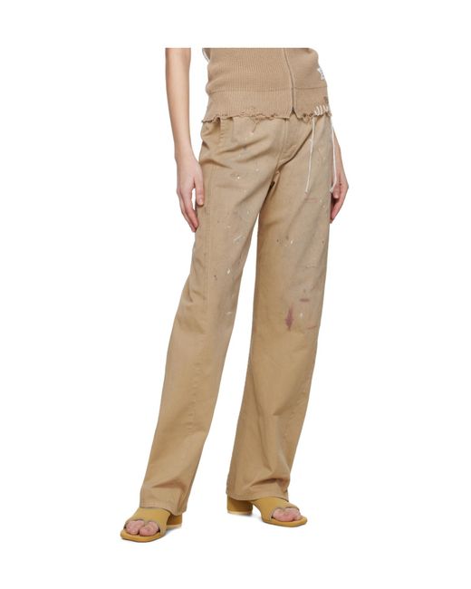 MM6 by Maison Martin Margiela Women's Natural Paint-Splatter Pants