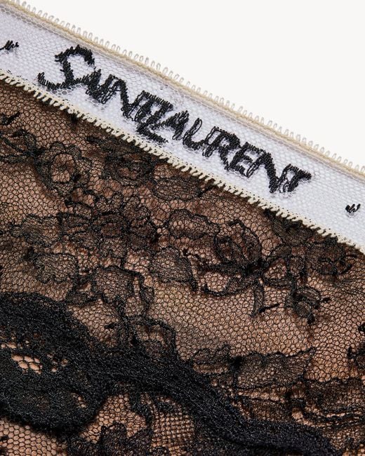 Saint Laurent Brown Vestido Lencero De Encaje