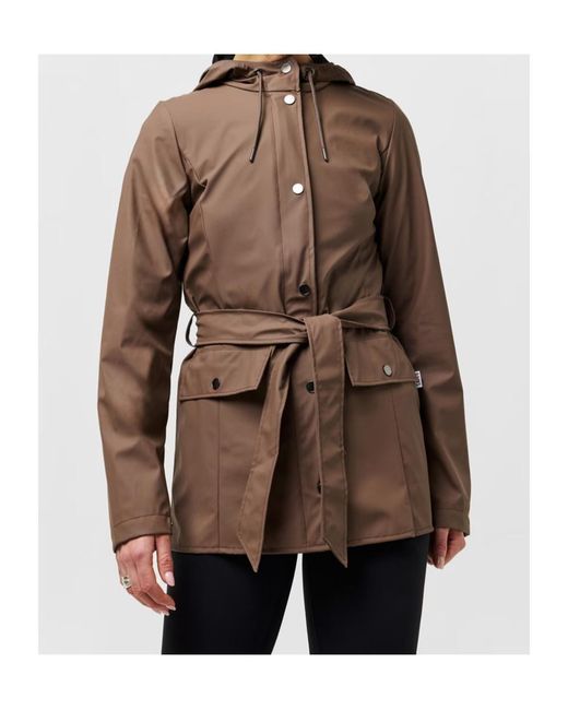 Rains Brown Hooded Jacket