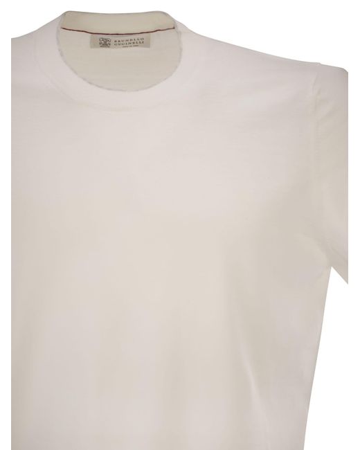 Brunello Cucinelli White Ribbed Short-Sleeve T-Shirt for men
