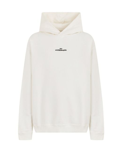 Maison Margiela White Long-Sleeve Hooded Sweatshirt for men