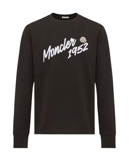 Moncler Black Logo Cotton Jersey Long Sleeve T-Shirt for men
