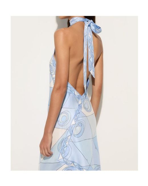 Emilio Pucci Blue Occhi-Print Silk Dress