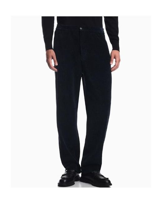 Emporio Armani Blue Corduroy Trousers for men