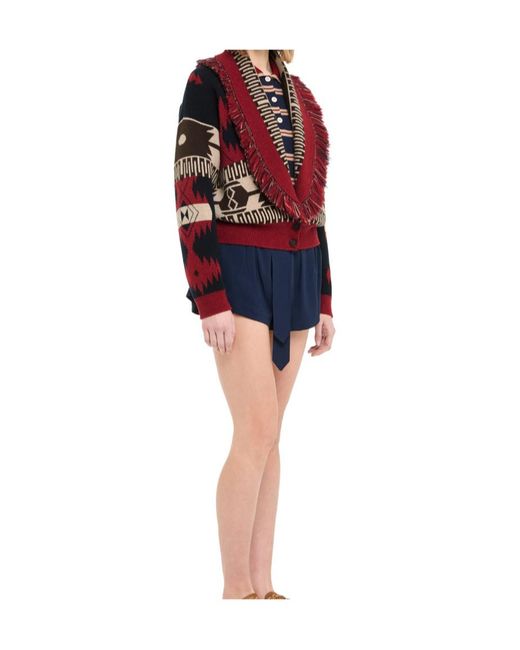 Alanui Red Icon Jacquard Cardi-Bomber