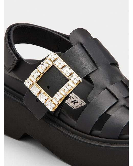 Roger Vivier Black Viv' Rangers Sandals