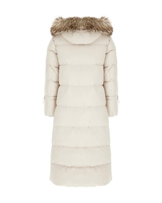 Moorer Natural Long Hooded Quilted Down Coat