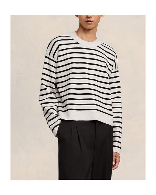 AMI White Ami Striped Long-Sleeved Jumper for men