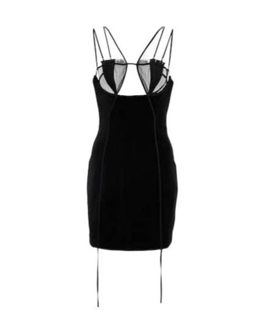 Nensi Dojaka Black Cutout Velvet And Mesh Minidress