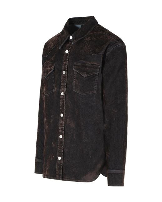 Amiri Black Flocked Inj Denim Shirt for men
