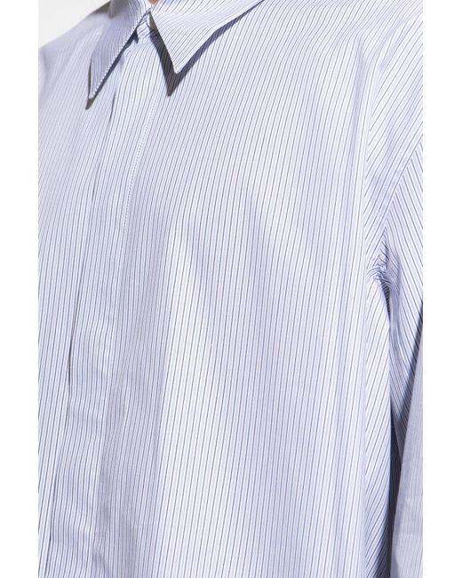 Jil Sander Blue Striped Cotton Shirt for men