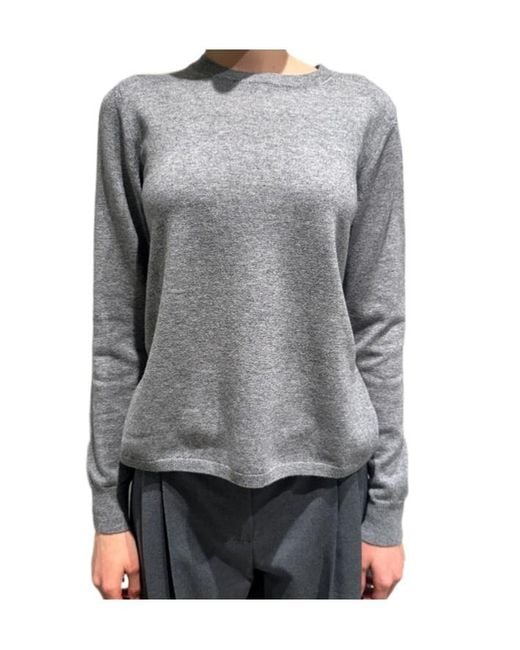 Max Mara Gray Crew Neck Long-Sleeved Knitwear