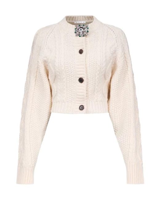 Area Natural Brooch-Detail Cardigan