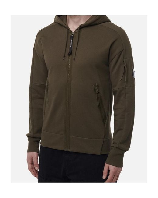 C P Company Green Zippered Hoodie for men