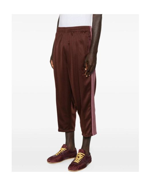 Needles Brown Side-Stripe Logo-Detail Pants for men