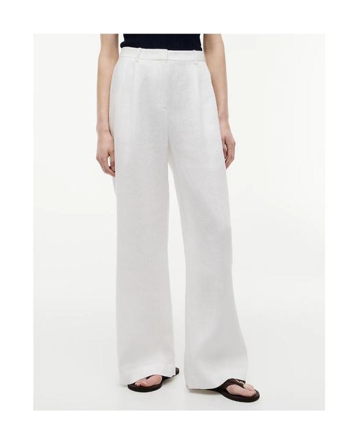 Tommy Hilfiger White Linen Blend Tailored Wide Leg Trousers