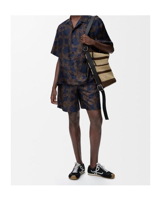 Loewe Blue Mid Rise Drawstring Shorts for men