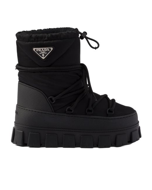 Prada Black Re-Nylon Gabardine Après-Ski Boots