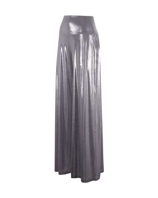 Norma Kamali Gray Metallic Flared Trousers