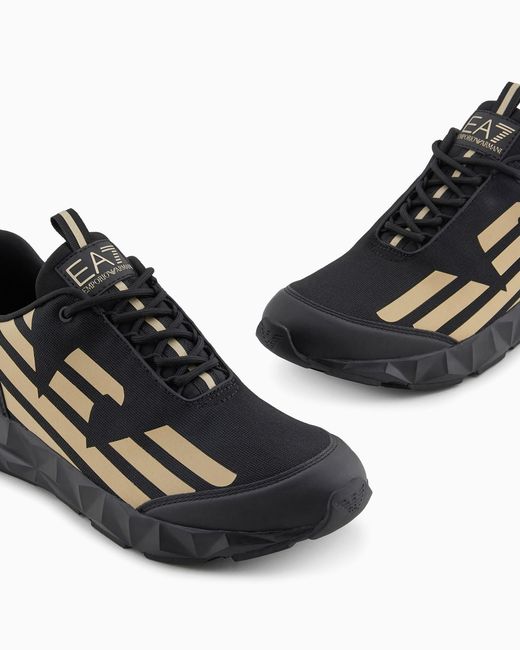 EA7 Black Logo-Print Sneakers for men