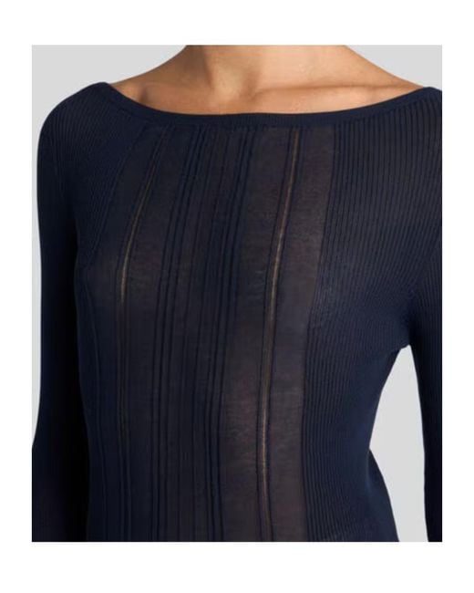 Etro Blue See-Through Jacquard Jumper